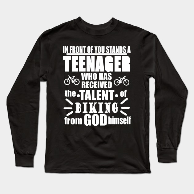 Teenager Biking Cycling Downhill Boys Gift Long Sleeve T-Shirt by FindYourFavouriteDesign